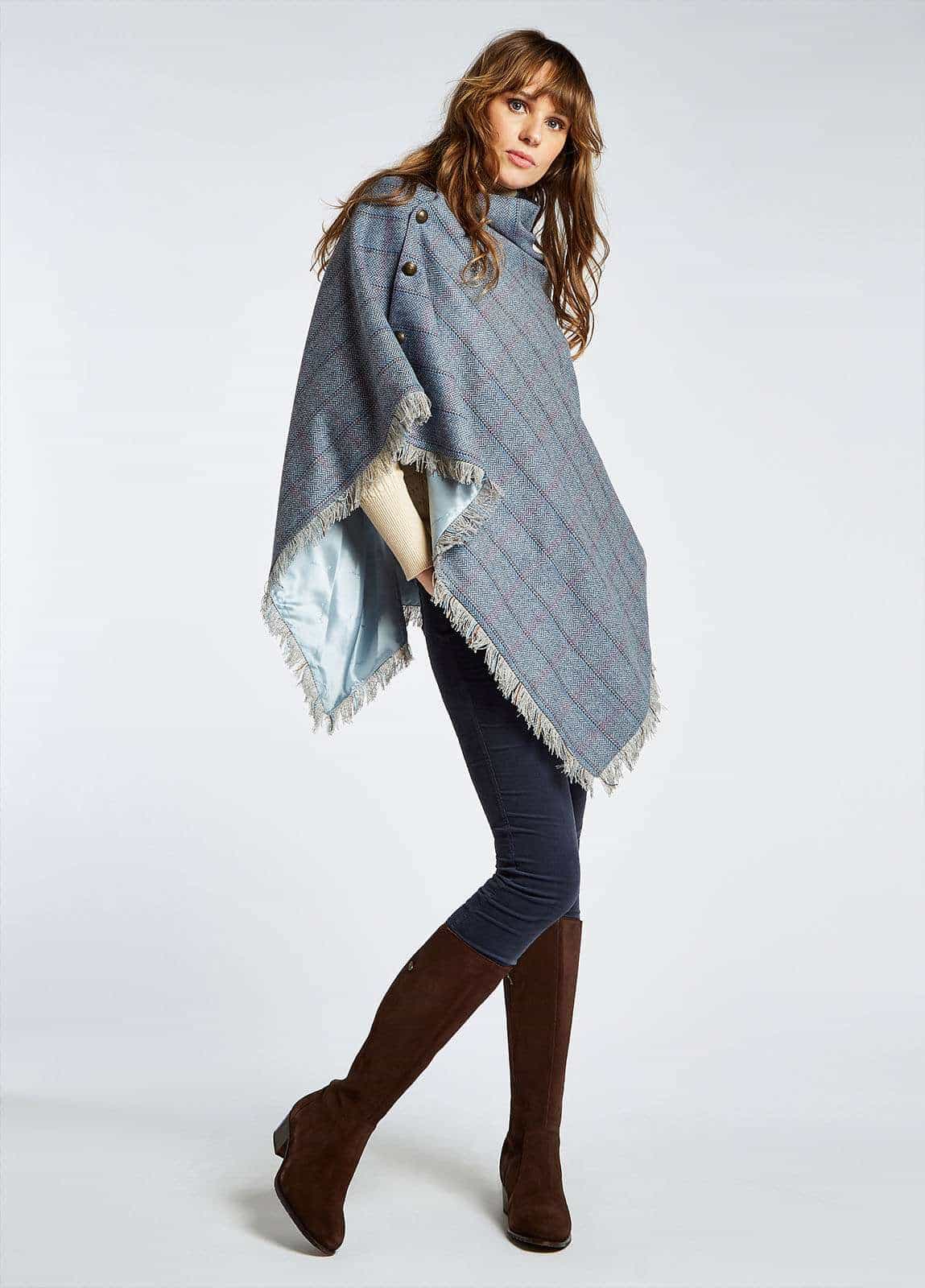 Dubarry <br> Hazelwood Tweed Poncho Denim Haze