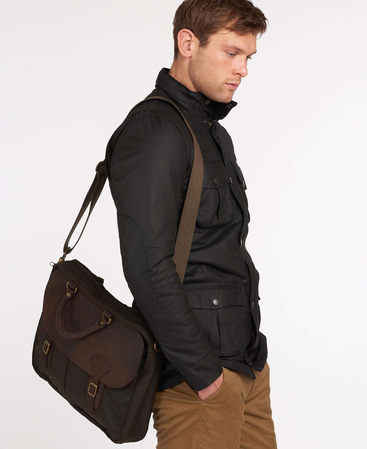 Barbour <br> Barbour Wax Leather Briefcase Olive