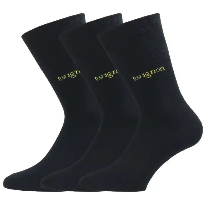 Avignon <br> Thin Wool Socks 3-Pack Black