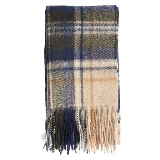 Barbour <br> Lambswool And Cashmere Sand Beige Plaid Tartan Scarf