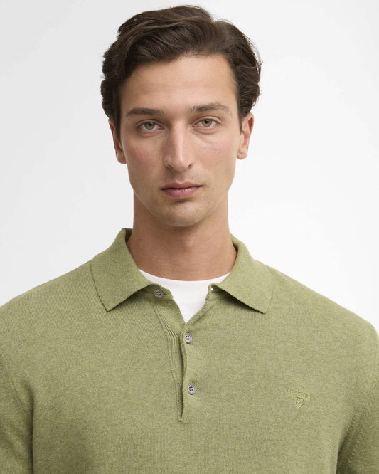 Barbour Pima Knit Polo Shirt Laurel Green