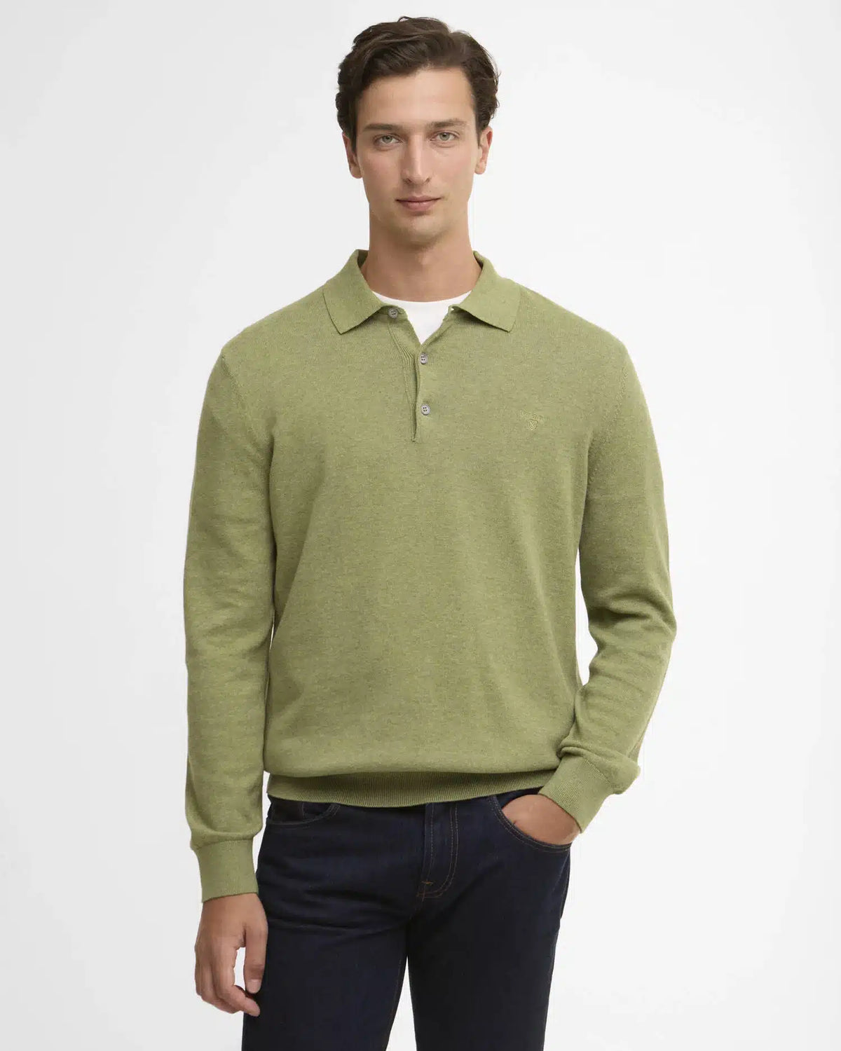 Barbour Pima Knit Polo Shirt Laurel Green
