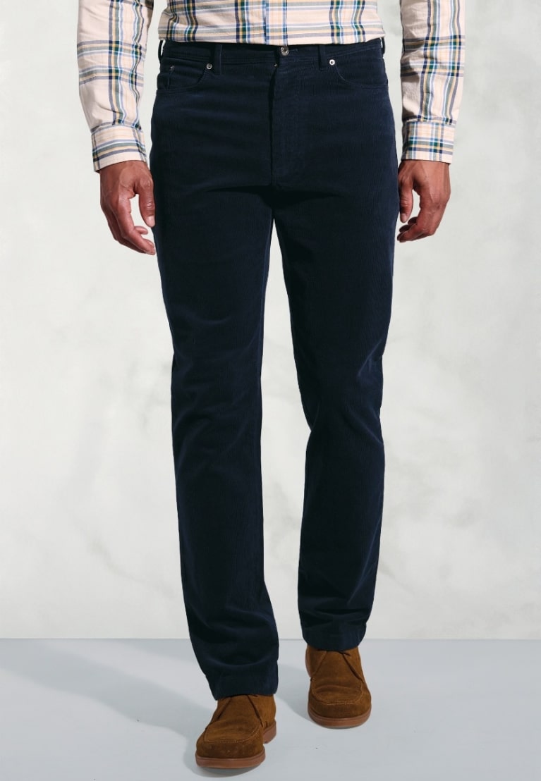 Brook Taverner <br> Lewis 5 Pocket Corduroy Trousers - Navy