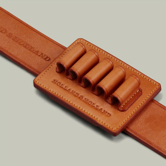 H&H Oak bark tanned leather ammo clip. Tan