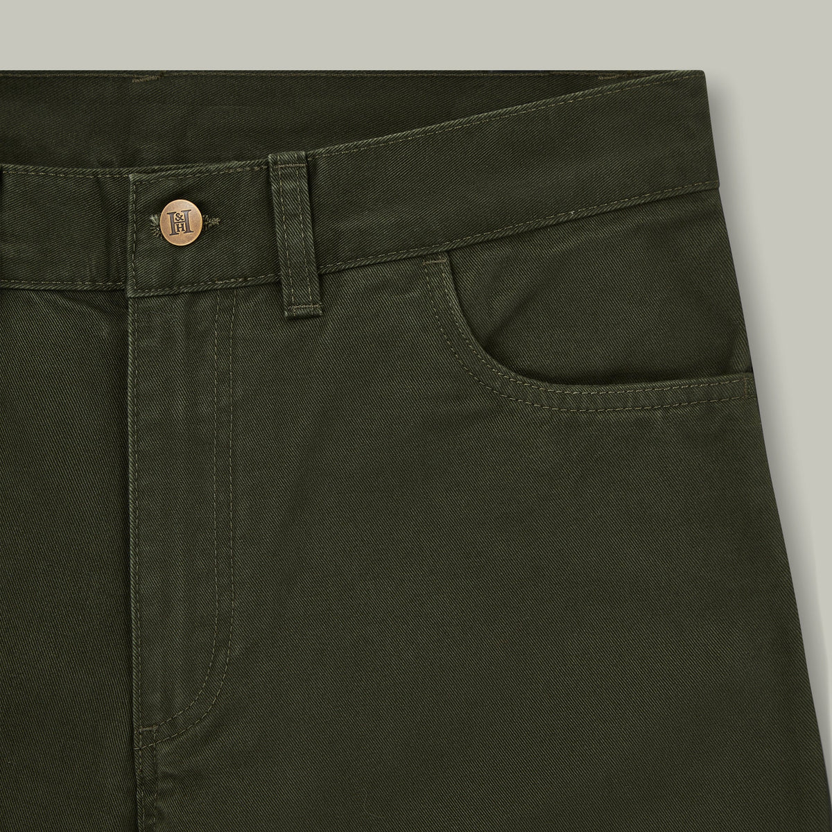 H&H - Harrow Brushed Cotton Jeans - Fern Green