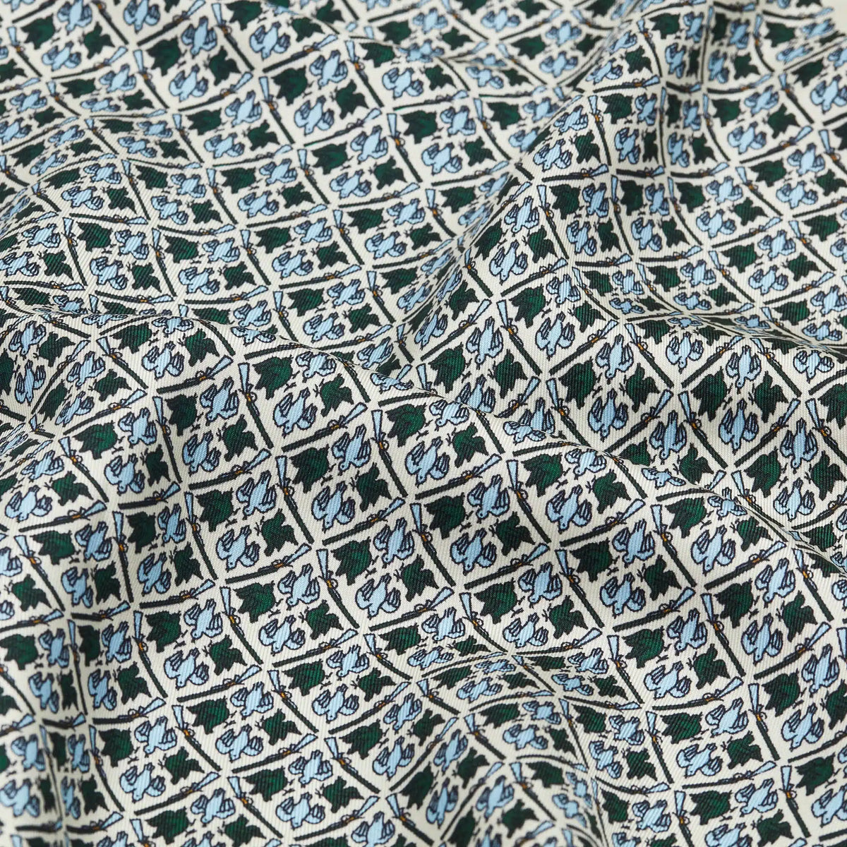 H&H - Harrow Silk Pocket Square Heritage Bird Monogam - H&H Green