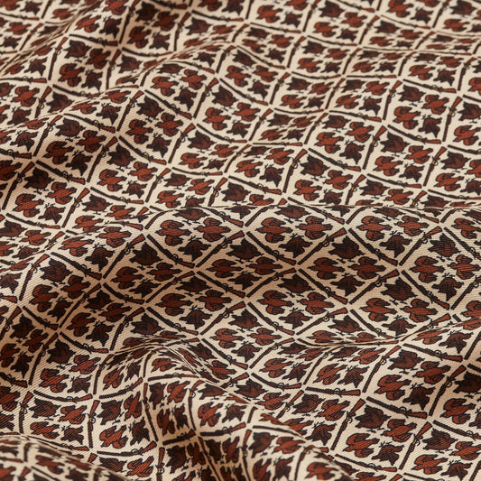 H&H - Harrow Silk Pocket Square Herritage Bird Monogram - Sepia