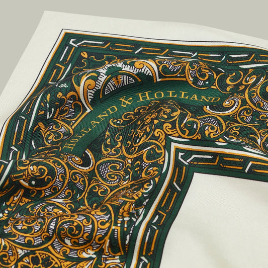 H&H - Harrow Silk heritage Trade Label Scarf - H&H Green