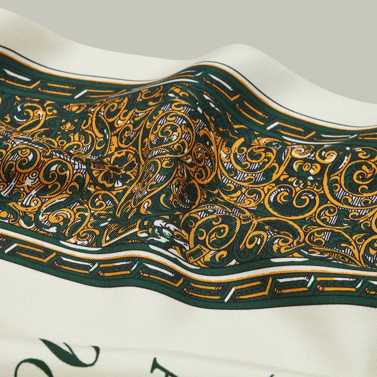 H&H - Harrow Silk heritage Trade Label Scarf - H&H Green