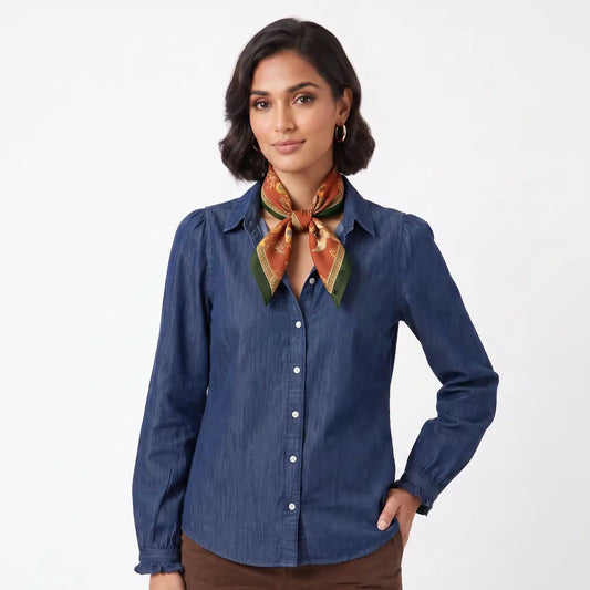 Hartwell <br> Sabrina Square Silk Scarf - Rust