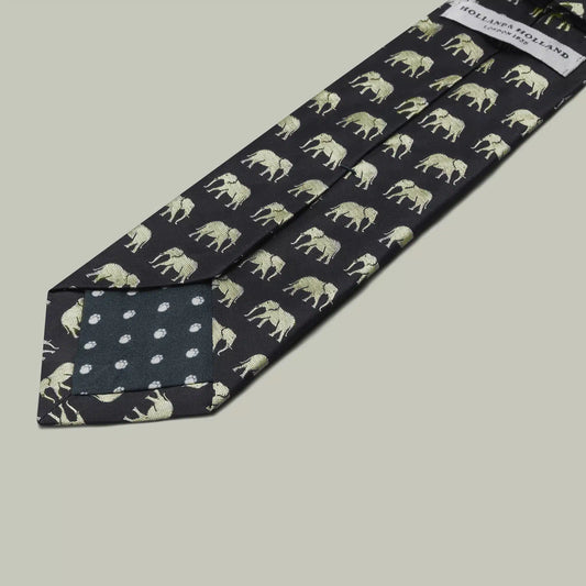 H&H - Harrow Silk Woven Tie - Elephant - Indigo
