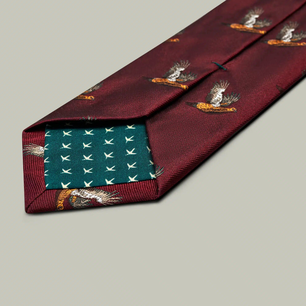 H&H - Harrow Silk Woven Tie - Flying Grouse - Berry
