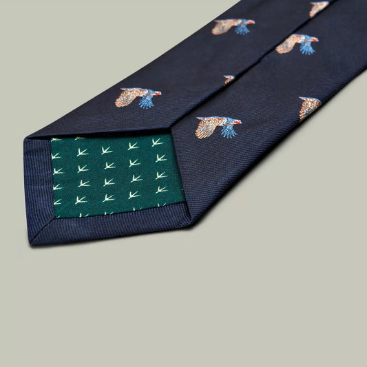 H&H - Harrow Silk Woven Tie Flying Partridge - Indigo