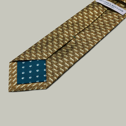 H&H - Harrow Silk Woven Tie Leopard - Gold