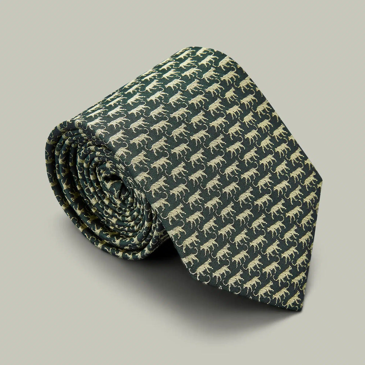 H&H <br> Harrow Silk Woven Tie Leopard - H&H Green