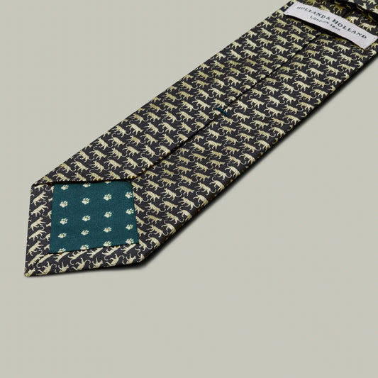 H&H - Harrow Silk Woven Tie Leopard - Indigo