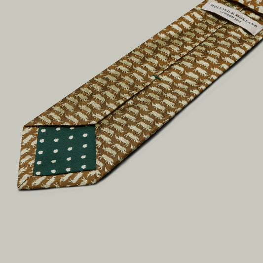 H&H - Harrow Silk Woven Tie - Rhino - Gold