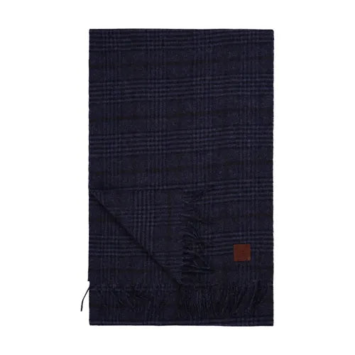 House of Amanda Christensen Checked Wool Scarf - Navy