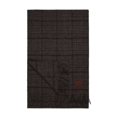 House of Amanda Christensen Checked Wool Scarf - Olive