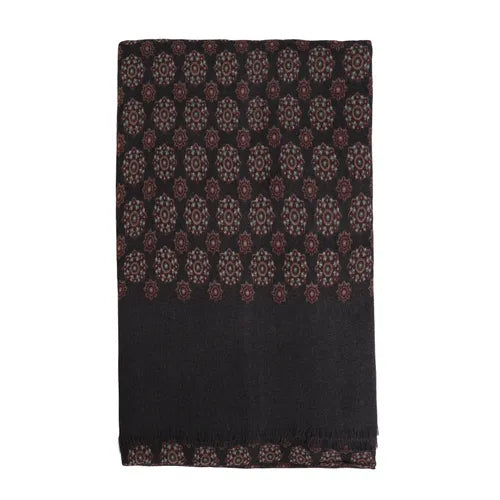 House of Amanda Christensen Medallion Wool Scarf - Dark Grey