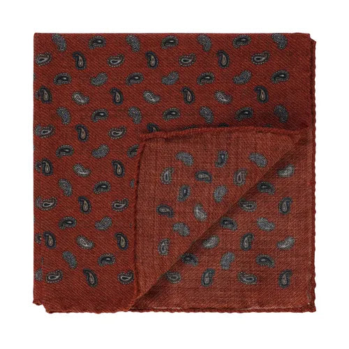 House of Amanda Christensen Paisley Pocket Square - Rust Melange