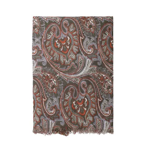 House of Amanda Christensen Paisley Wool Scarf - Olive