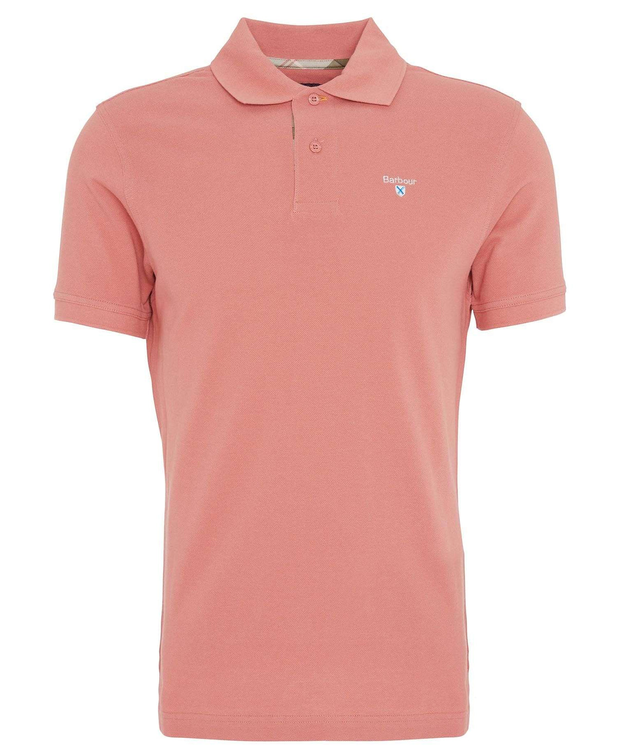 Barbour Tartan Pique Polo Shirt Pink Clay
