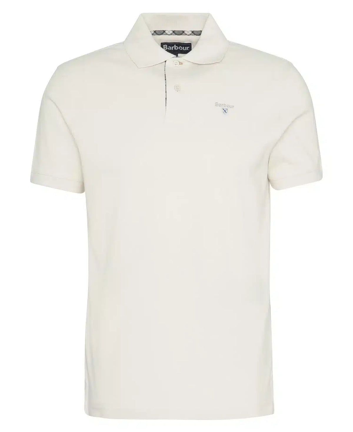Barbour Tartan Pique Polo Shirt Antique White