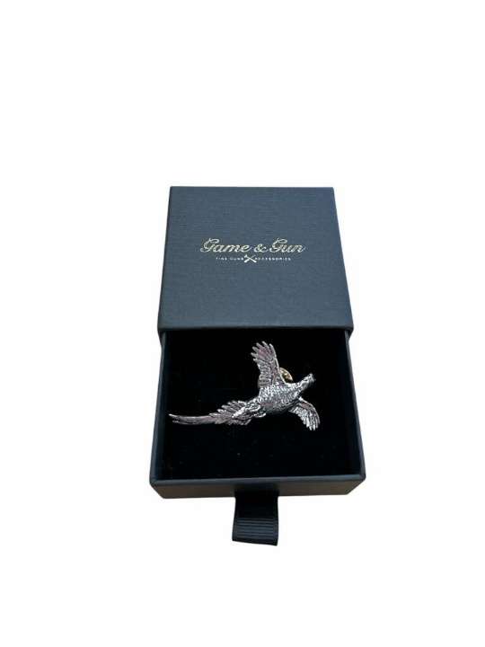 Game & Gun <br> Pewter Pin Springing Pheasant