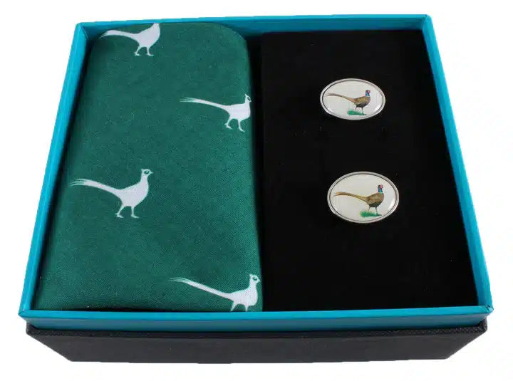 G&G <br> Pheasant Handkerchief & Cufflinks Set