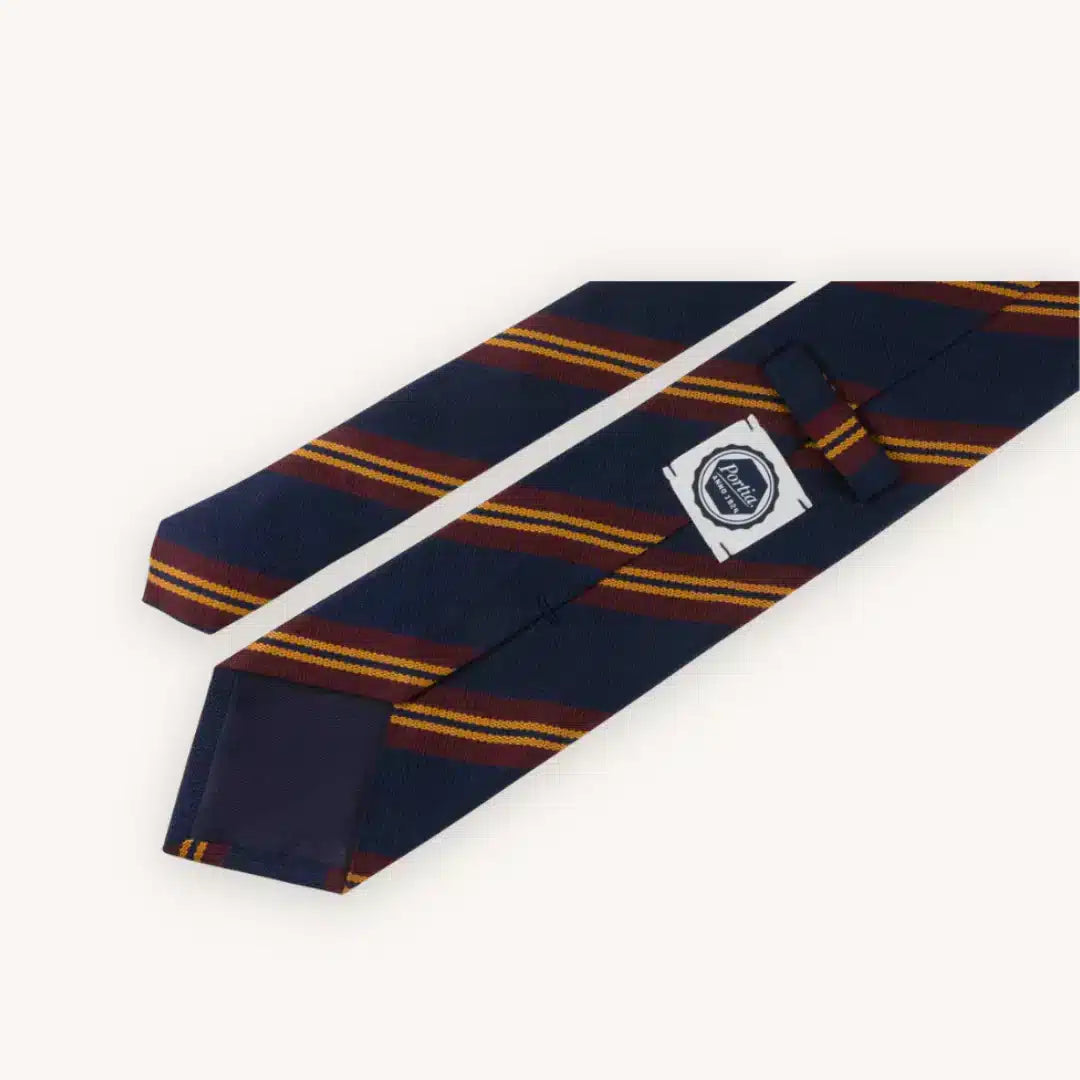 Portia <br> Regimental Stripe Silk Tie Blue