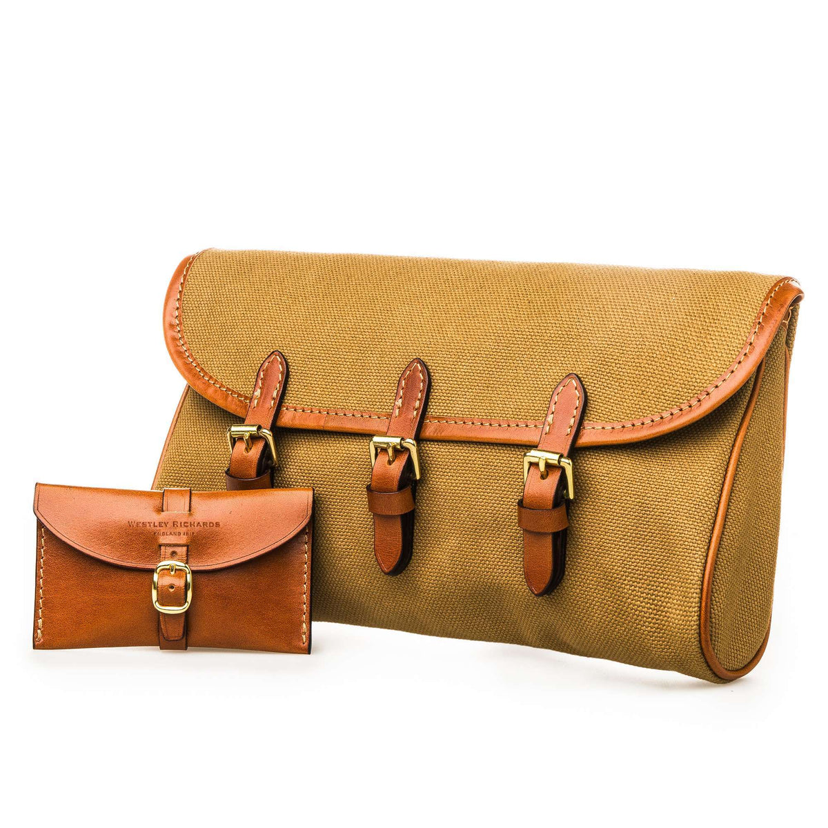 Westley Richards <br> Redfern Cleaning Pouch - Canvas & Mid Tan