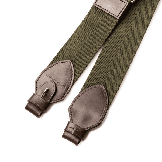 Westley Richards <br> Rifle Sling in Green Canvas Dark Tan