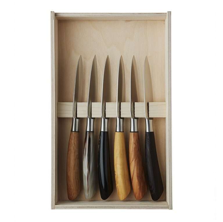 Saladini <br> Steak Knives Wood and Horn 23 cm. 6 pieces.