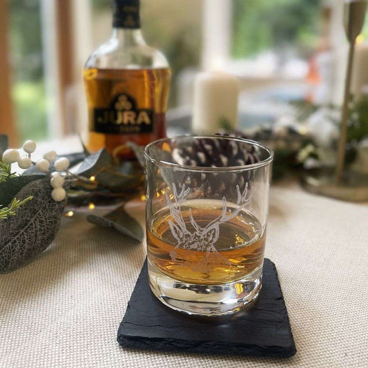 Stag Glass and Coaster Set