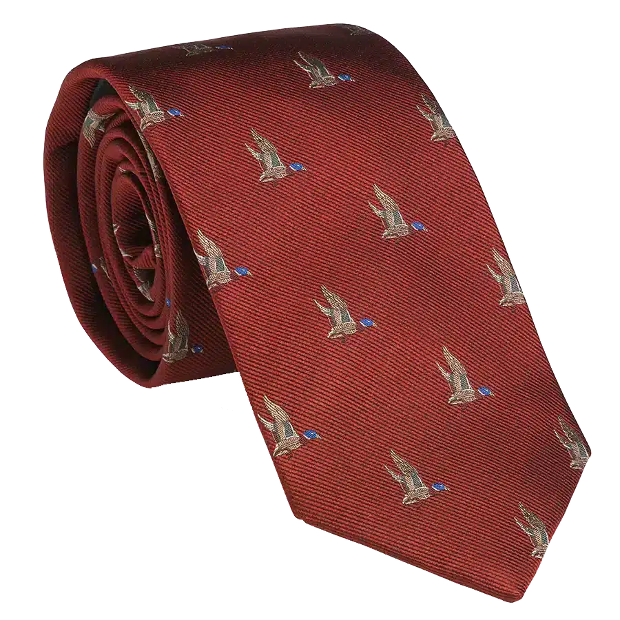 Laksen Sporting <br> Duck In Flight Tie Vintage Red