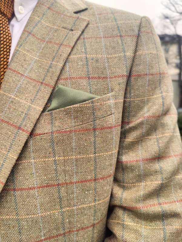 Wellington of Bilmore <br> Green Check London Jacket Pure Silk