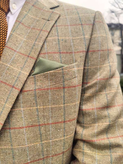 Wellington of Bilmore <br> Green Check London Jacket Pure Silk