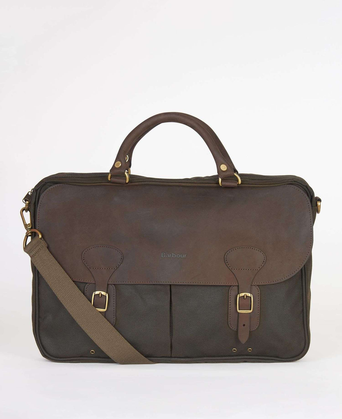 Barbour <br> Barbour Wax Leather Briefcase Olive
