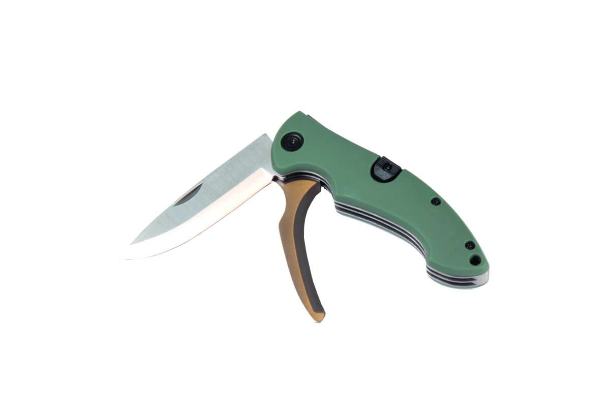 Folding Knife with Belly Opener Green