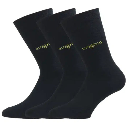 Avignon <br> Thin Wool Socks 3-Pack Black