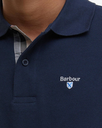 Barbour Tartan Pique Polo Shirt New Navy
