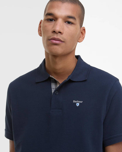 Barbour Tartan Pique Polo Shirt New Navy