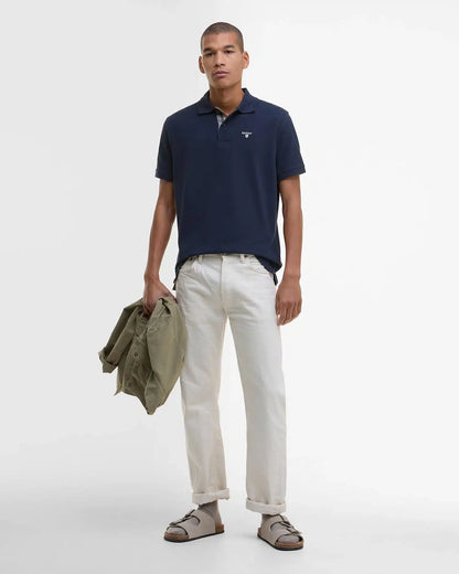 Barbour Tartan Pique Polo Shirt New Navy