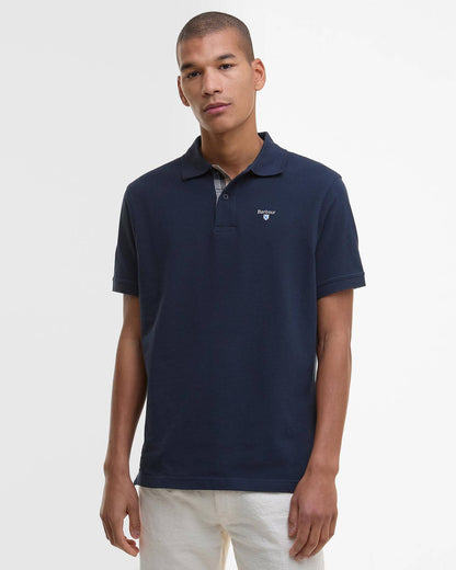 Barbour Tartan Pique Polo Shirt New Navy
