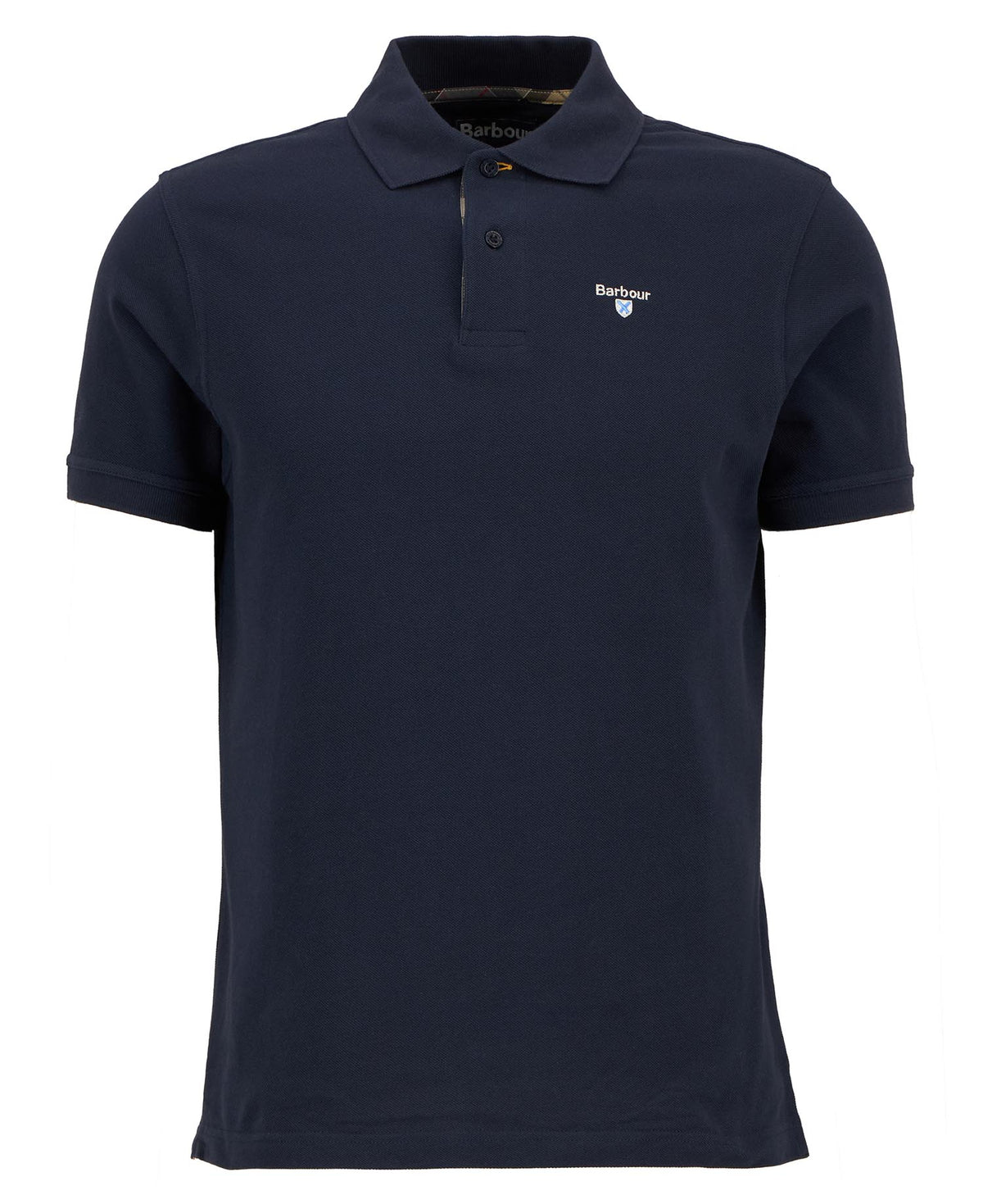 Barbour Tartan Pique Polo Shirt New Navy