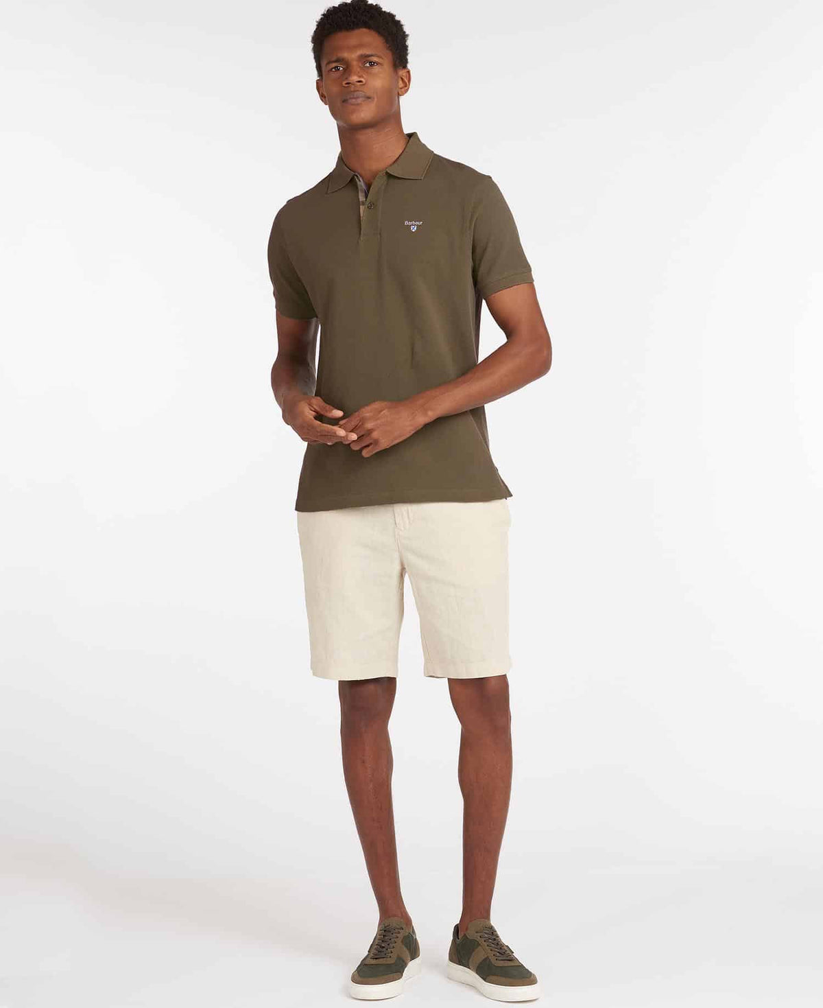 Barbour Tartan Pique Polo Shirt Olive Classic
