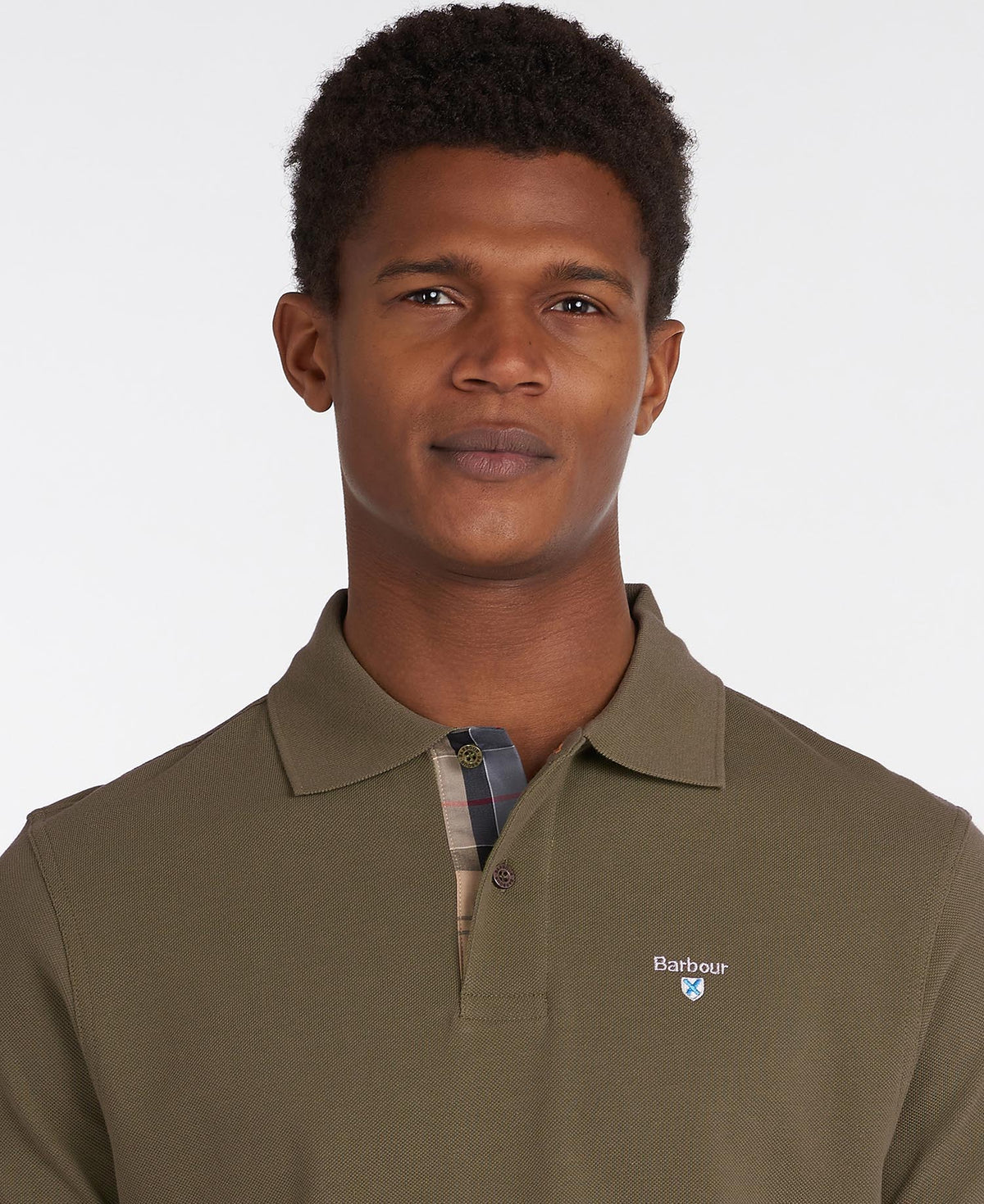 Barbour Tartan Pique Polo Shirt Olive Classic