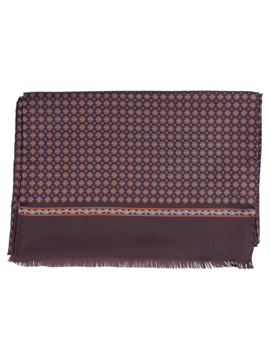 Brown Silk Scarf Small Flowers