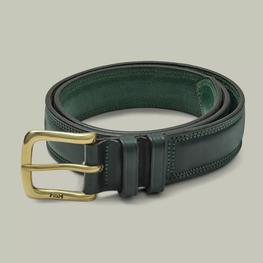 H&H Classic 1.5" Lined Bridle Leather Belt H&H Green